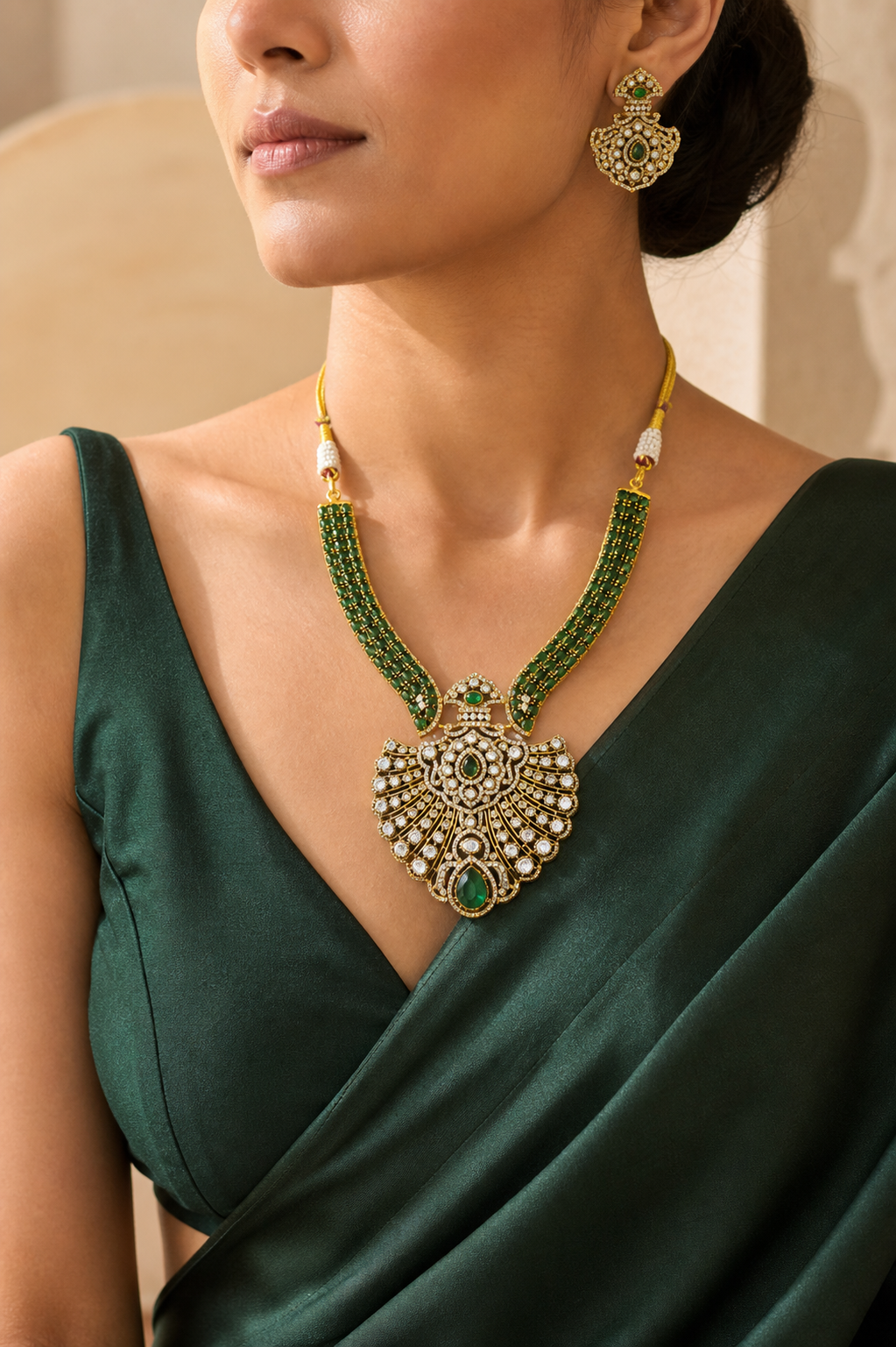 A woman styled in Maahi statement jewellery