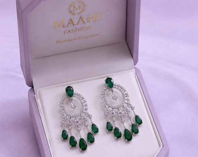 Emerald Blossom Chandelier Earrings alternate view