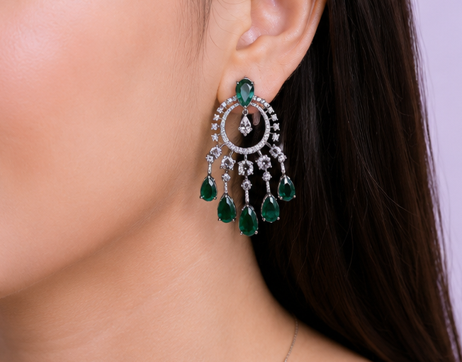 Emerald Blossom Chandelier Earrings