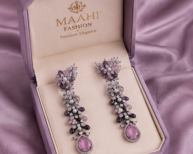 Blush Amethyst Floral Earrings alternate view