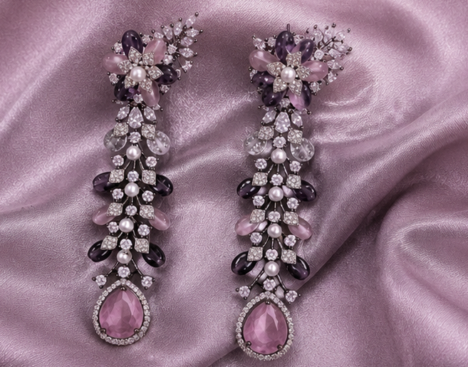 Blush Amethyst Floral Earrings