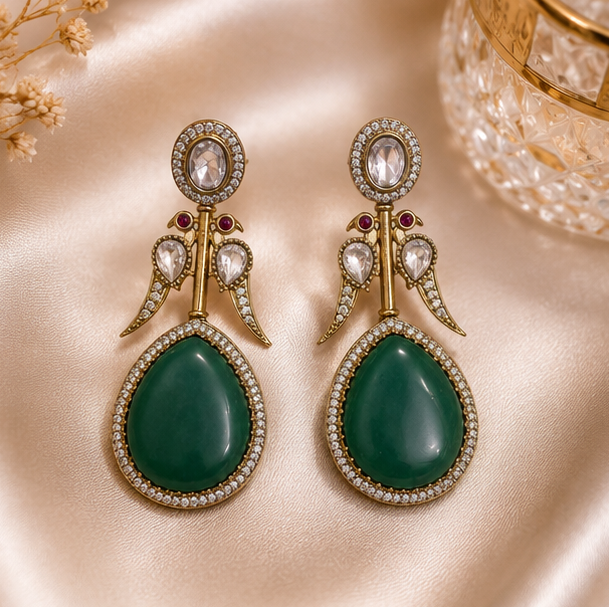 Emerald Majesty AD Earrings alternate view