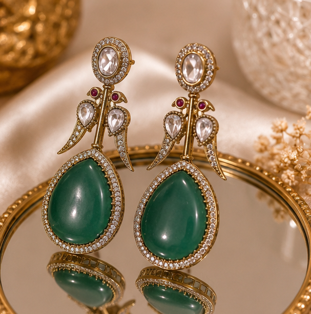 Emerald Majesty AD Earrings