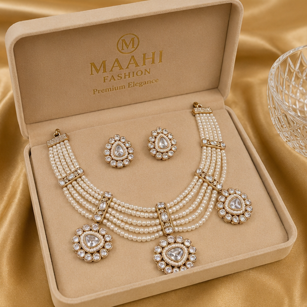 Royal Pearl Kundan Necklace Set alternate view