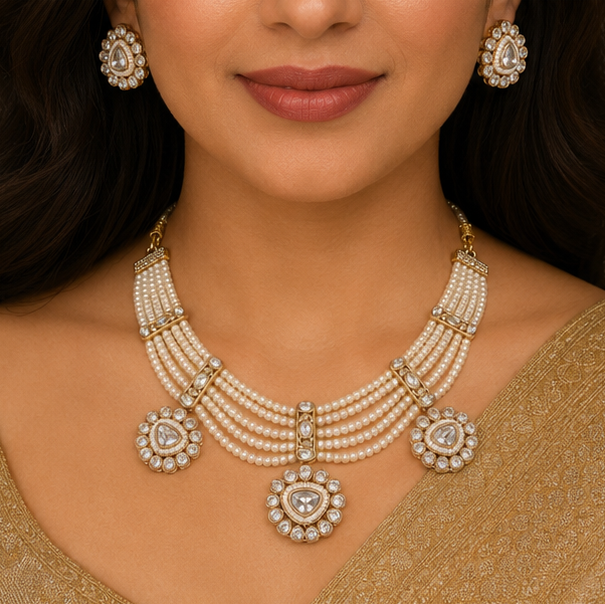 Royal Pearl Kundan Necklace Set