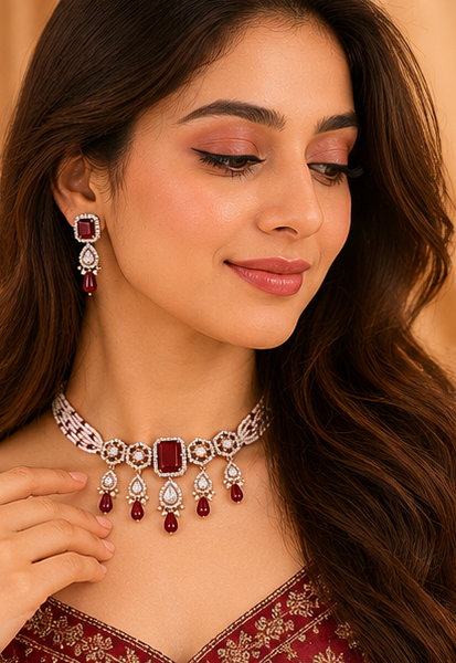 Ruby Royale Pearl Choker Set