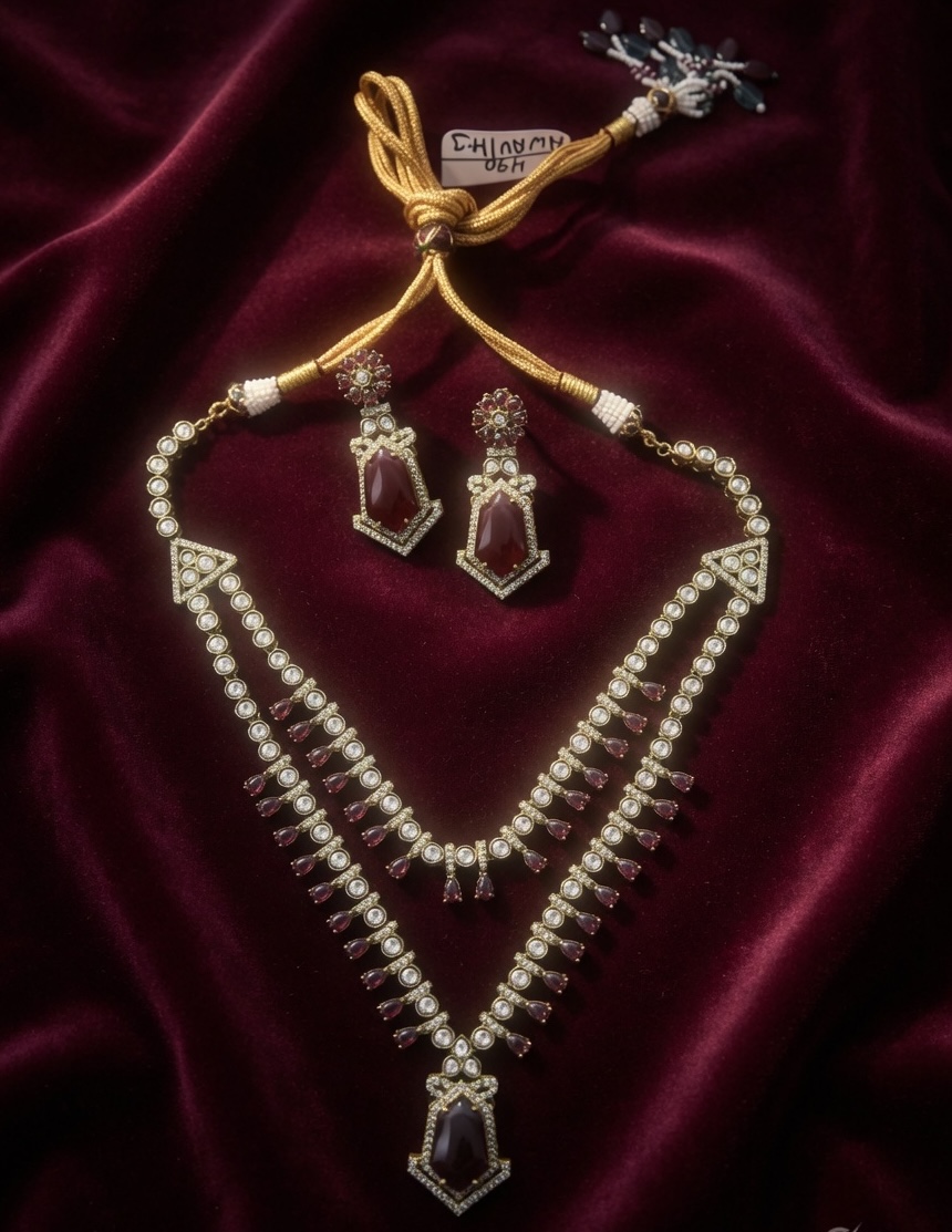 Maroon Regal Necklace Set alternate view