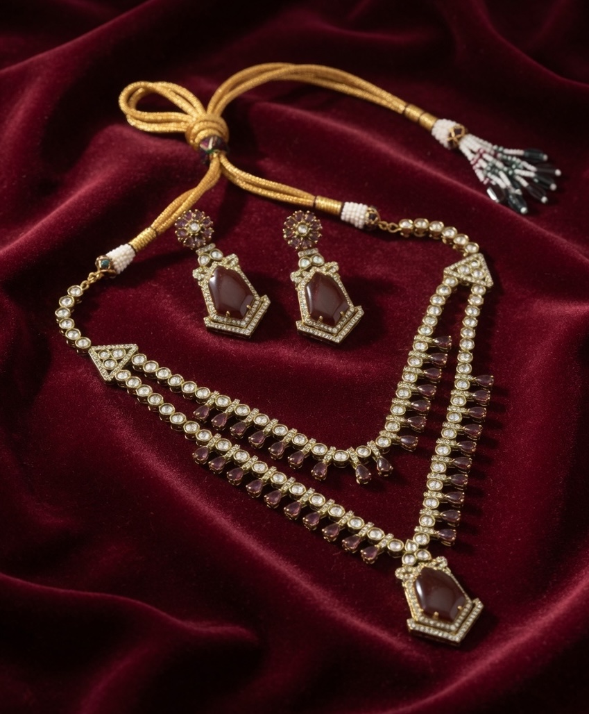 Maroon Regal Necklace Set