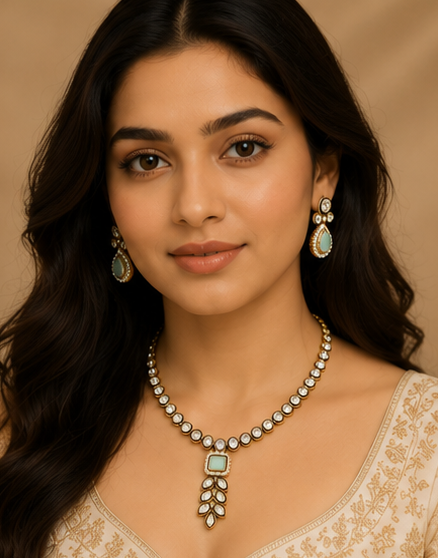 Aqua Moissanite Luxe Necklace Set