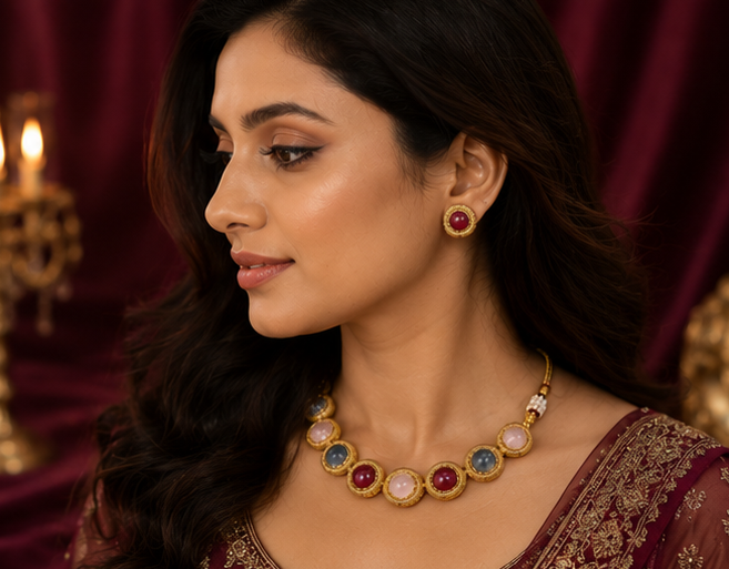 Royal Cat's Eye Statement Necklace Set
