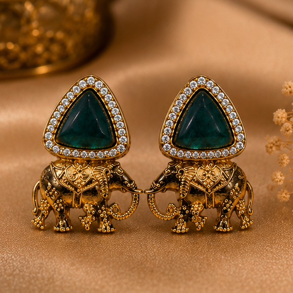 Emerald Elephant Drop Earrings alternate view