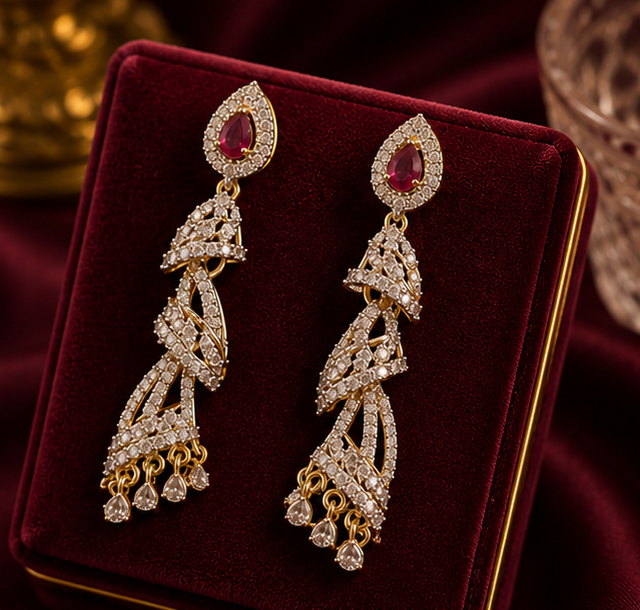 Ruby Royale Designer Drop Earrings alternate view