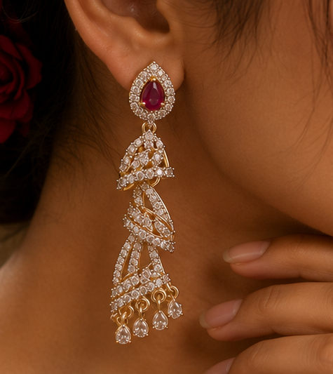 Ruby Royale Designer Drop Earrings