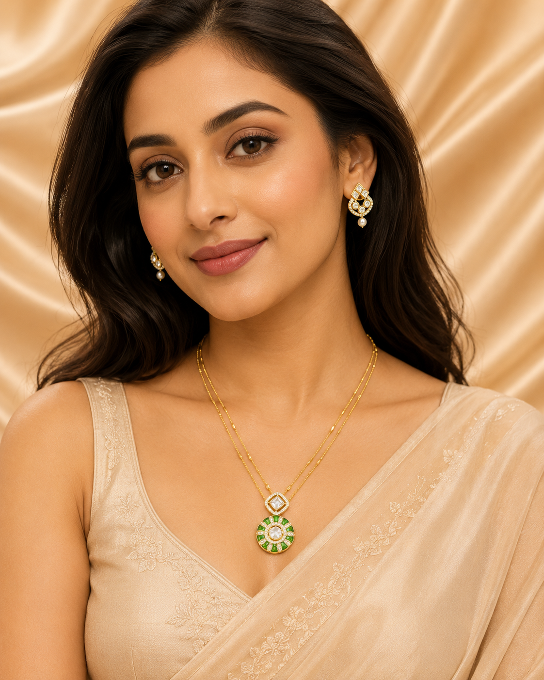 Emerald Aura Pendant Set