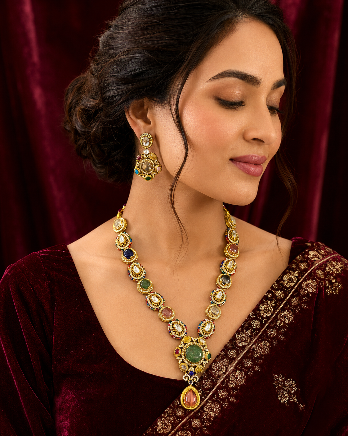 Navratna Royale Heritage Necklace Set
