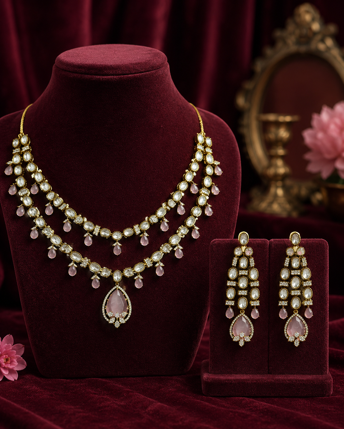 Blush Royale Kundan Necklace Set alternate view