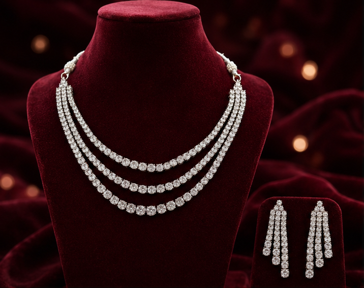 Celestial Triple Layer AD Necklace Set alternate view