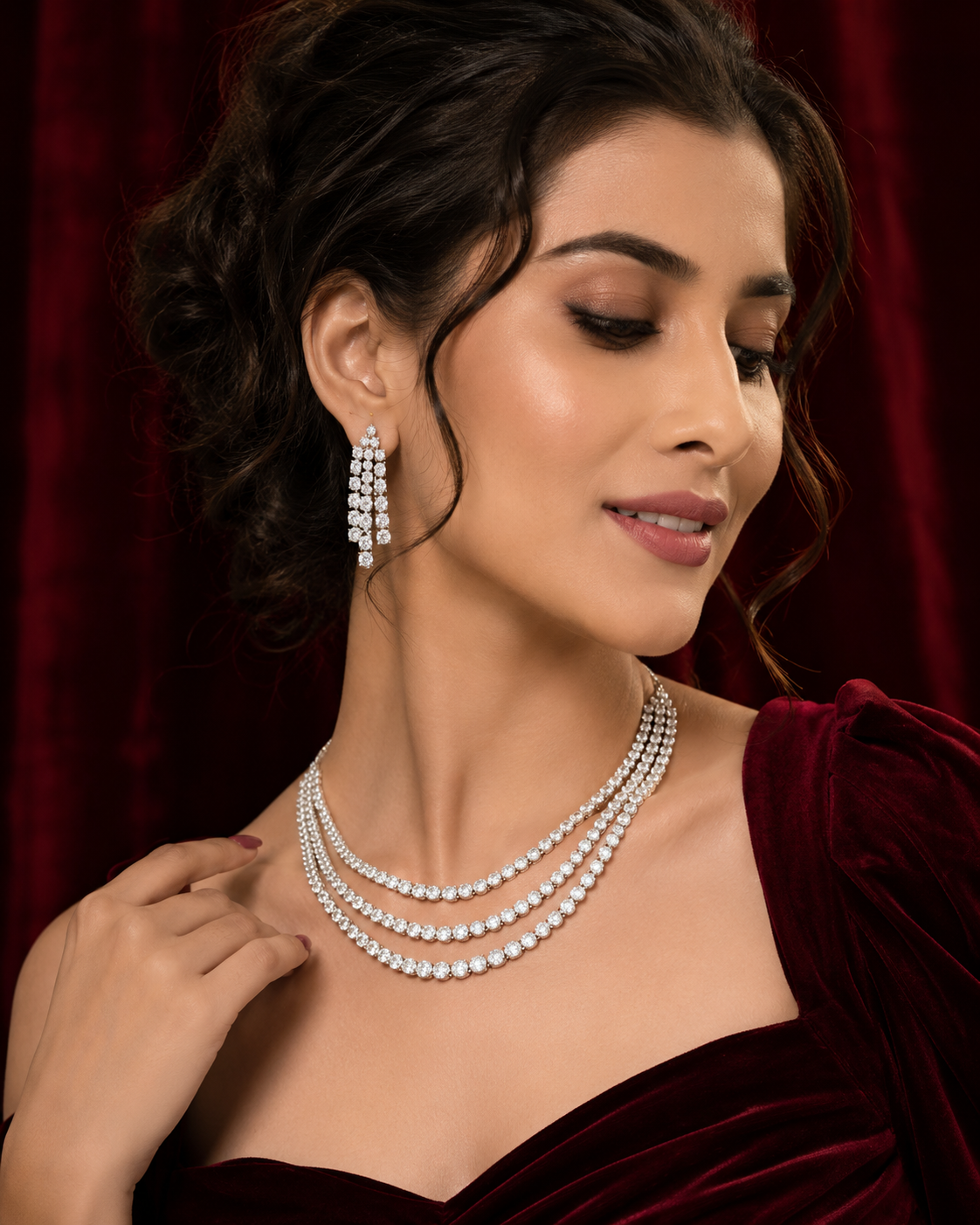 Celestial Triple Layer AD Necklace Set